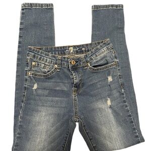 7 for all Mankind Skinny girls 12 denim Jeans 24” waist by 26” long EUC